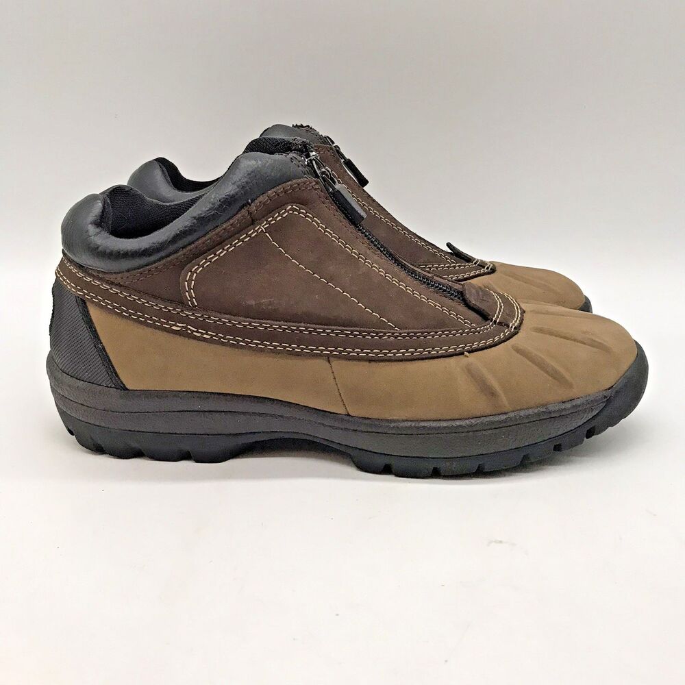 Thom McAn Winter Snow Ankle Booties Women's 6 Brown Leather Zip Up Duck Boots